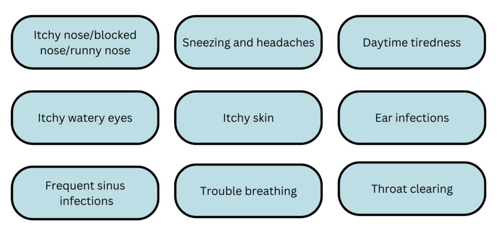 Common allergic rhinitis (hay fever) symptoms